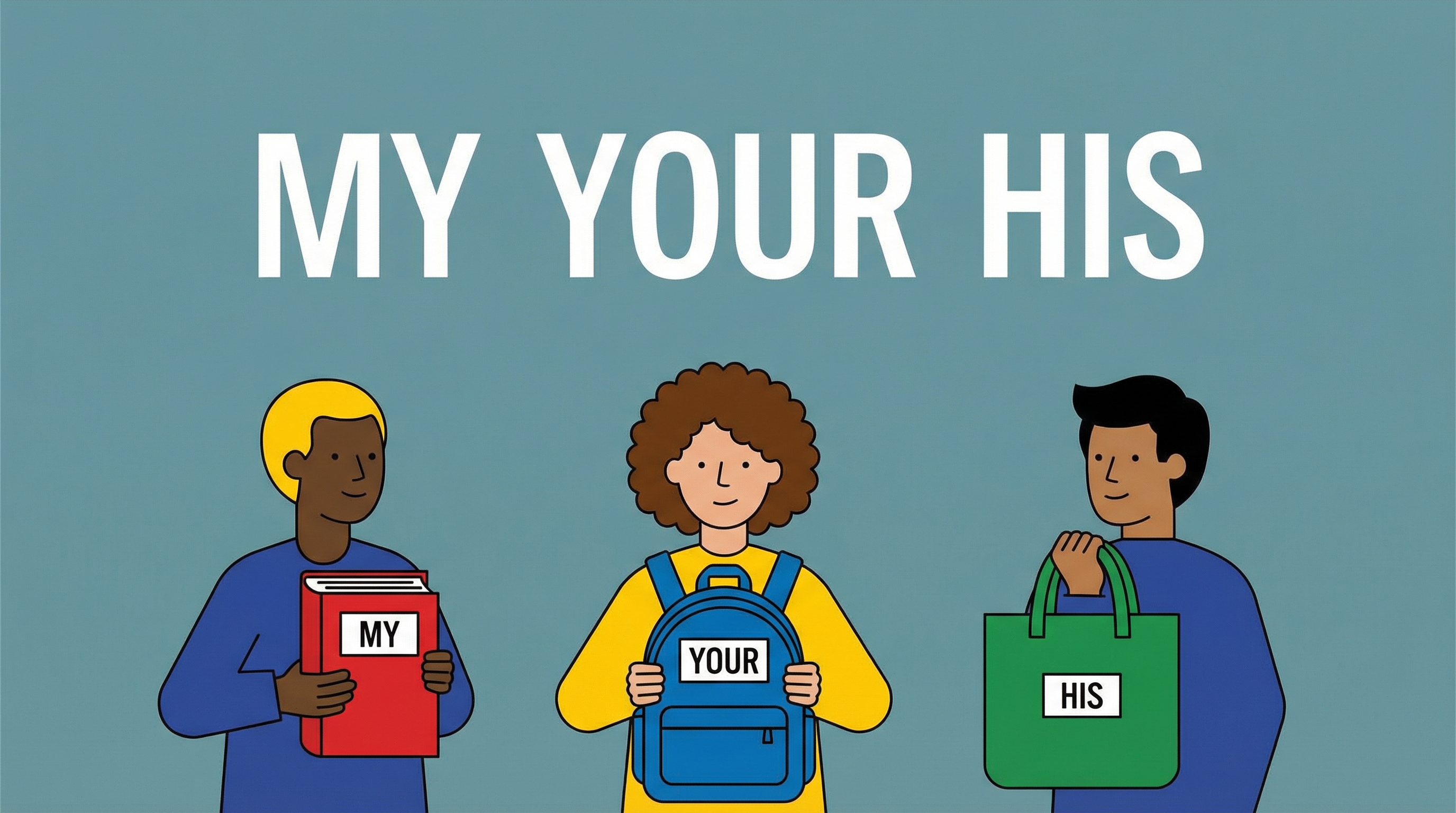 Exercício 1: Adjetivos Possessivos (my, your, his...)